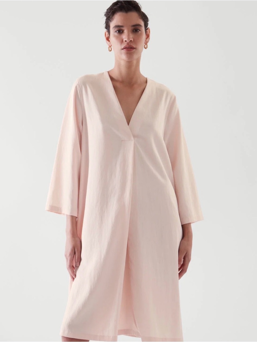 COS V Neck Tunic Dress Baby Pink Size 14 Coastal Minimalism Quiet Luxury